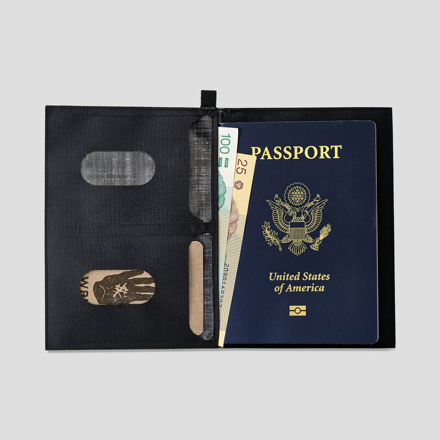Passport Wallet, H04, Black, with Dyneema® Composite Fabric Hybrid